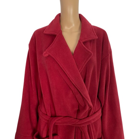 L.L. Bean Womens Red Maxi Long Sleeve Fleece Robe Size Large - Picture 5 of 10